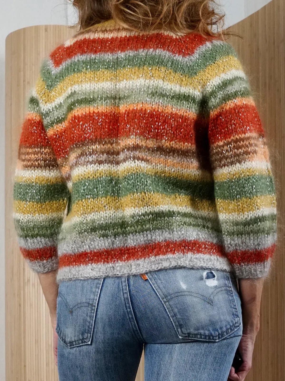 Vintage 60's Mohair Stripe Cardigan Sweater