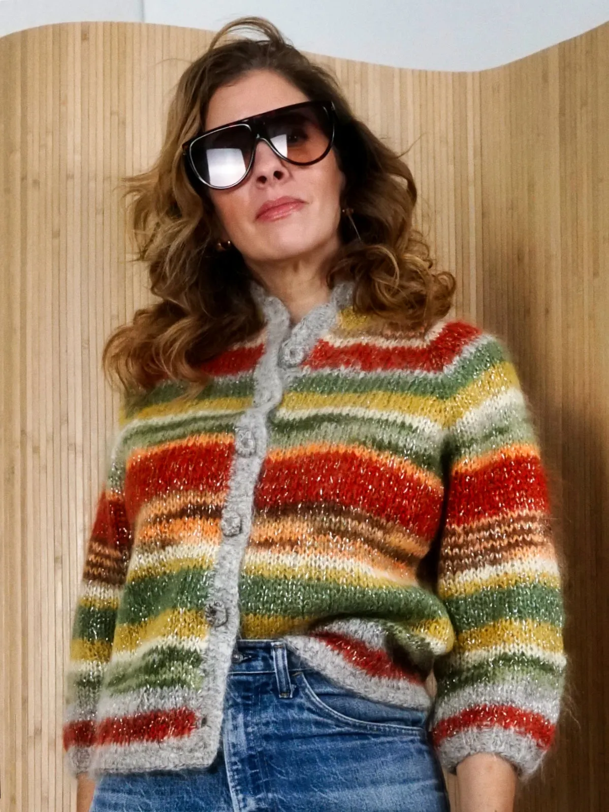 Vintage 60's Mohair Stripe Cardigan Sweater