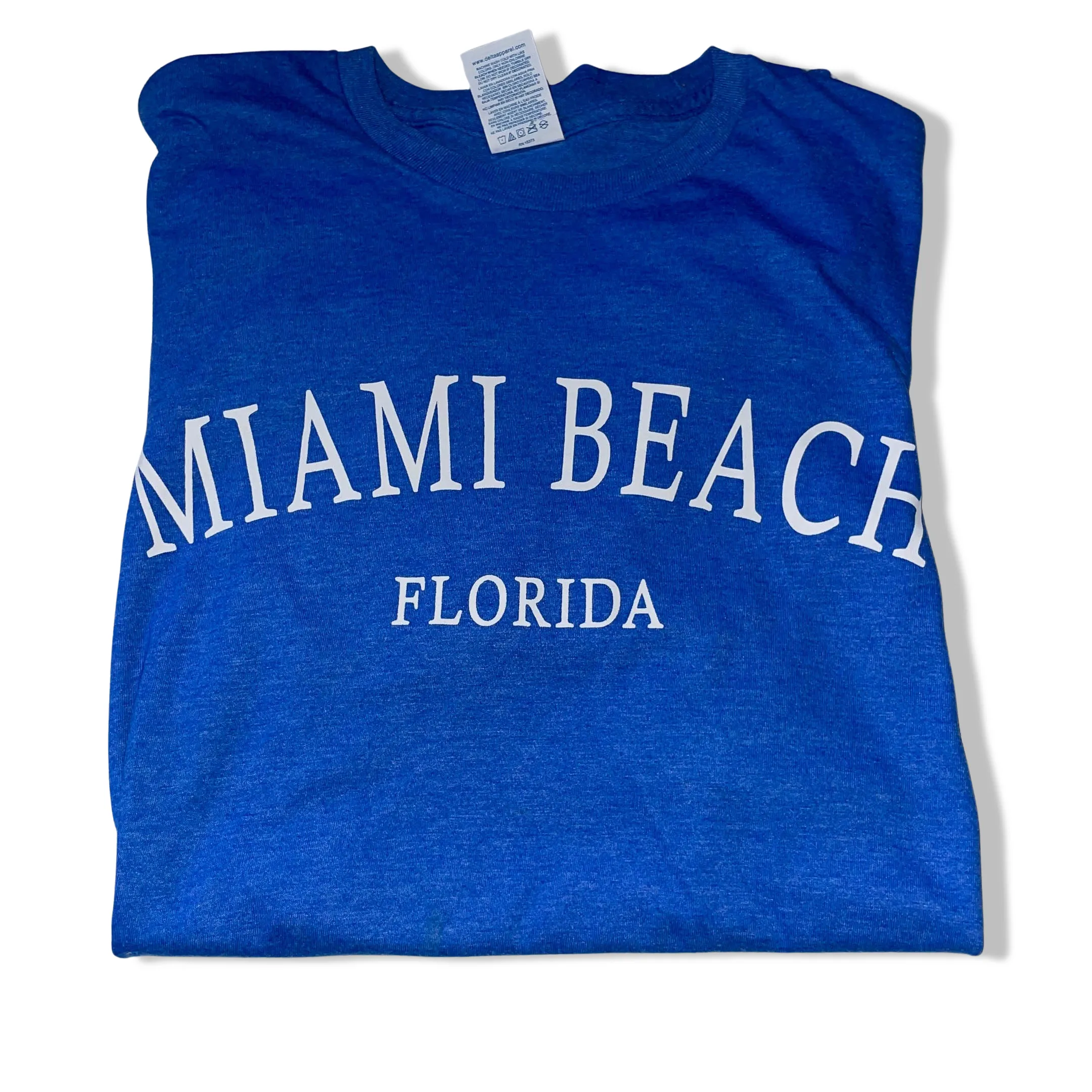 Vintage Delta Miami Beach Florida print blue large short sleeve tees