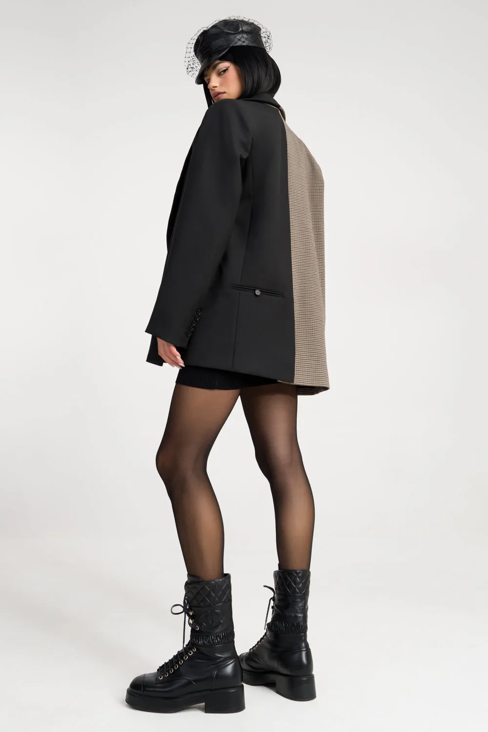 'Vivian' Two-Tone Oversized Wool-Blend Blazer