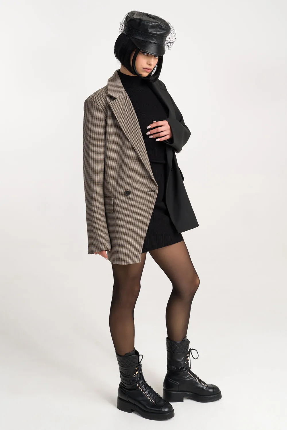 'Vivian' Two-Tone Oversized Wool-Blend Blazer