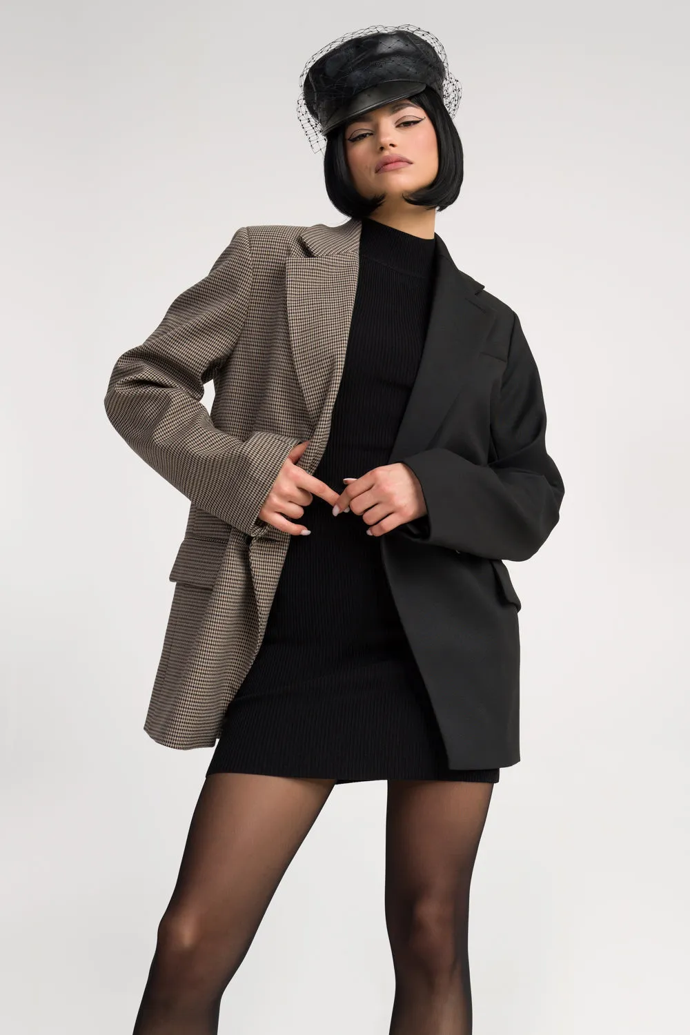 'Vivian' Two-Tone Oversized Wool-Blend Blazer