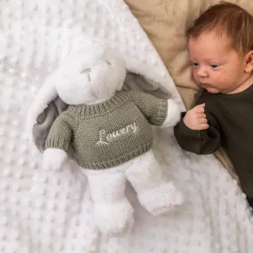 White Bunny With Personalised Embroidered Jumper