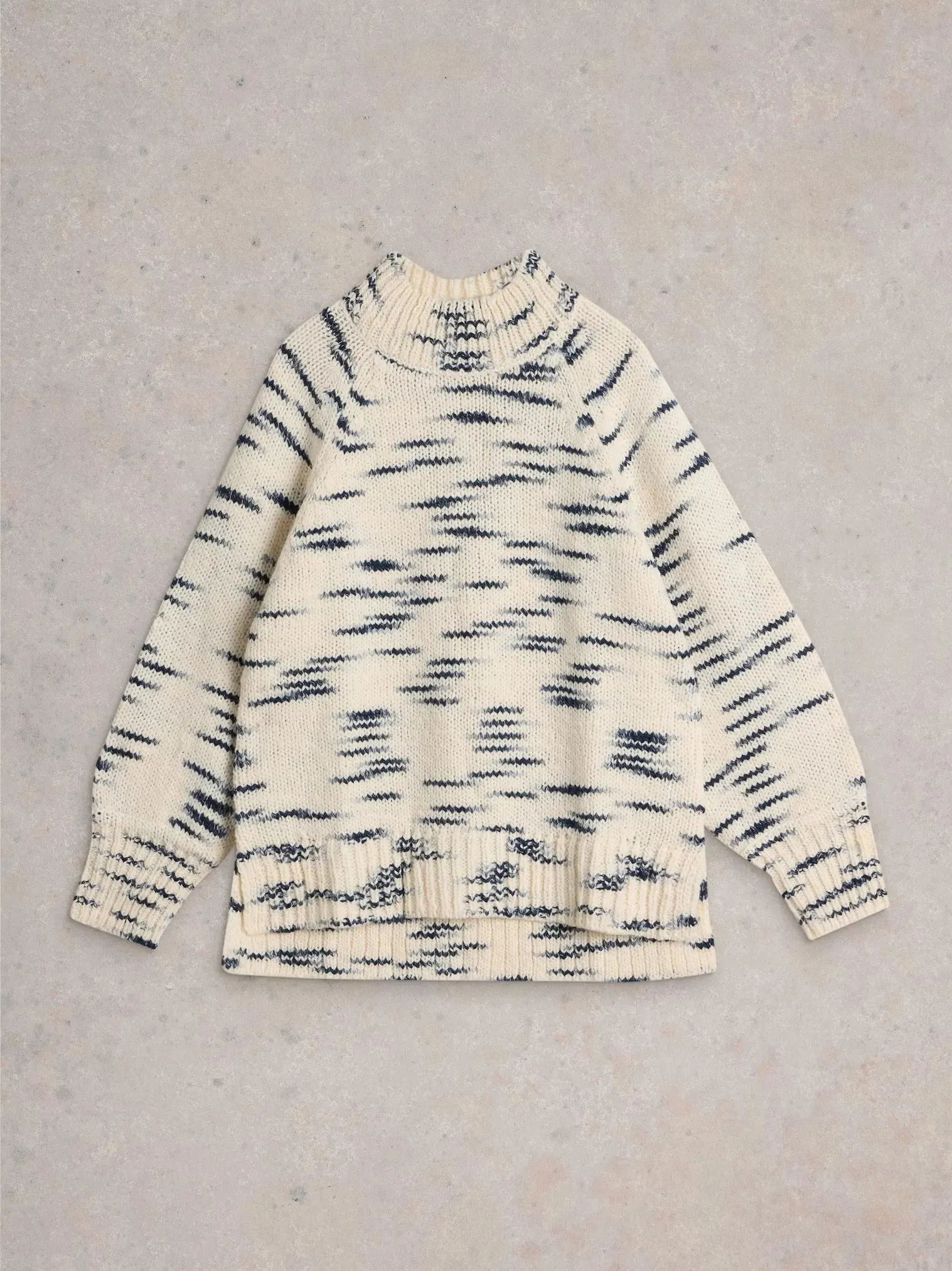 White Stuff Spacedye High Neck Knit Jumper Nat MLT