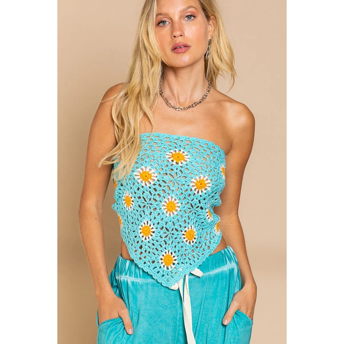 Whoopsie Daisy Crochet Sweater Top