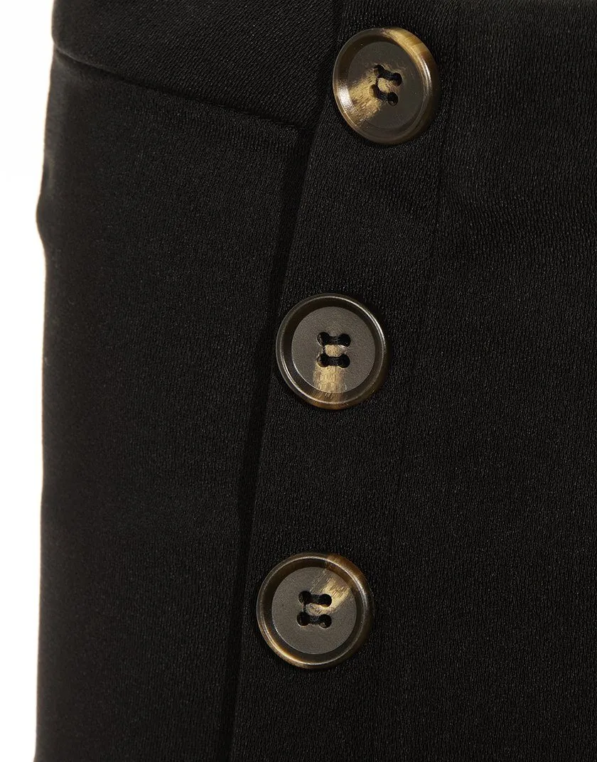 Wide Leg Button Front Sailor Dress Pant - Black