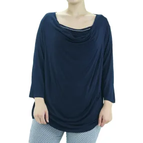 Women's 2 Layer Embellished Top,Navy