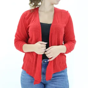 Women's Linen Draped Cardigan,Red