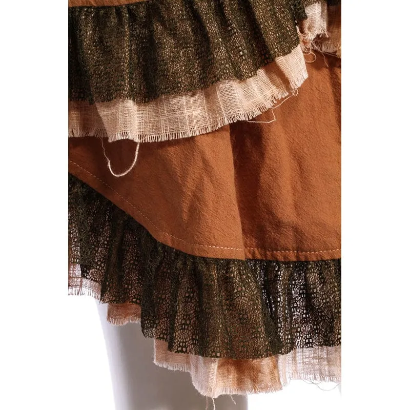 Women's Steampunk Irregular Layered Ruffled Skirt