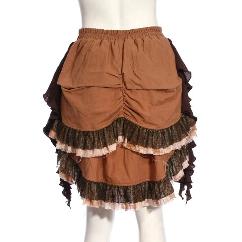 Women's Steampunk Irregular Layered Ruffled Skirt