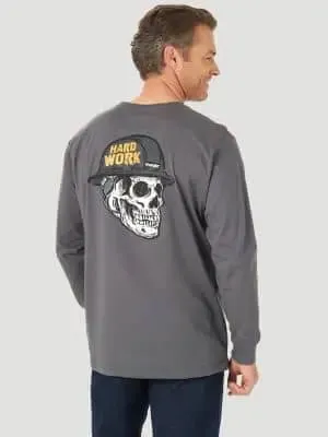 WRANGLER - FR Men's Skull Graphic Long Sleeve Work T-Shirt, Grey