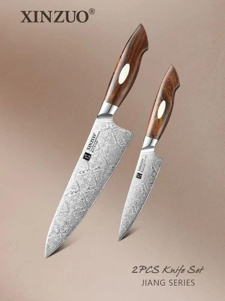 XINZUO 2-Piece  110 Layers Damascus Steel Kitchen Knife Set-Jiang Series