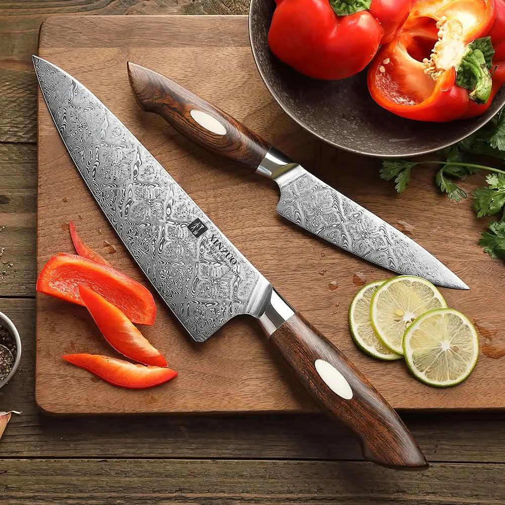 XINZUO 2-Piece  110 Layers Damascus Steel Kitchen Knife Set-Jiang Series